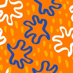  Artistiek kleurrijk naadloos patroon met organische vormen. Creatieve illustratie met algen geïnspireerd door Matisse. Trendy mode-achtergrond met abstracte doodles © Felizabeth