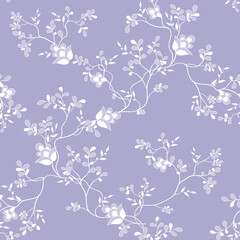 seamless pattern of flowers, branches and leaves