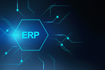 Fototapeta premium 2D illustration Enterprise Resource Planning ERP corporate company management 