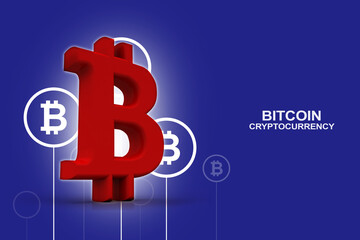 3d rendering bitcoin sign concept
