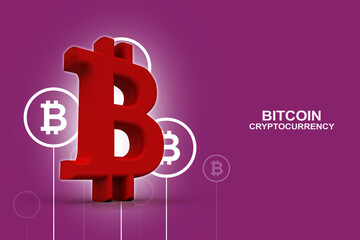 3d rendering bitcoin sign concept
