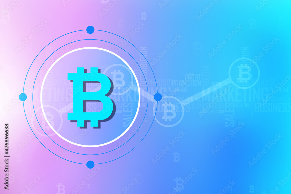 Poster 2d rendering bitcoin sign concept