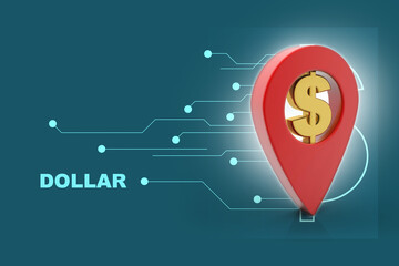 3d rendering Dollar symbol with navigation
