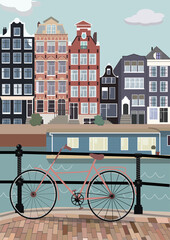 Fototapeta na wymiar Vector illustration of European city Amsterdam