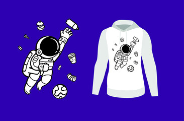 Space debris. Аstronaut vector drawing. Ecology poster.