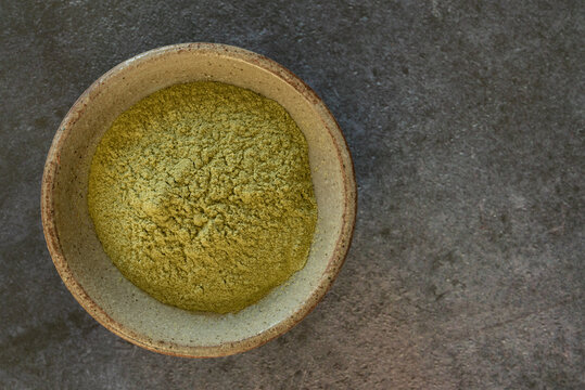 Powdered Wheatgrass in a Bowl