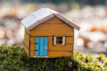 yellow wooden house in the nature real estate mortgage