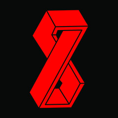 Impossible optical illusion shapes. Modern logo. Optical art objects. Impossible figures. Line art. Unreal geometric object.