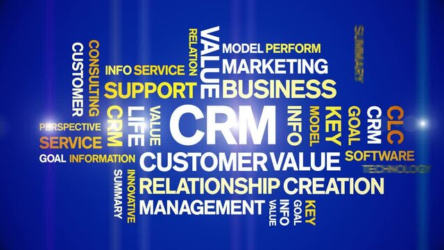 CRM animated tag word cloud;text design animation kinetic typography seamless loop.