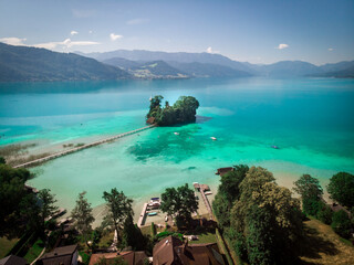 The private island Castle Litzlberg (Schloss Litzlberg) on the Lake Atter (Attersee) in Austria