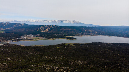 Aerial view of Big Bear lake in California, USA