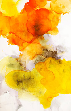 Yellow alcohol art abstract fluid art painting background alcohol ink technique