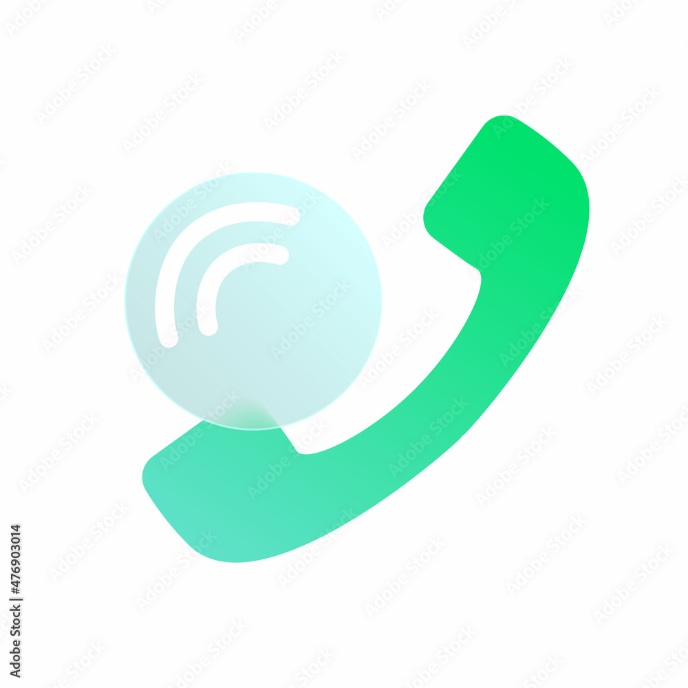 Poster vector modern trend icon in the style of glassmorphism with gradient, blur and transparency.call and