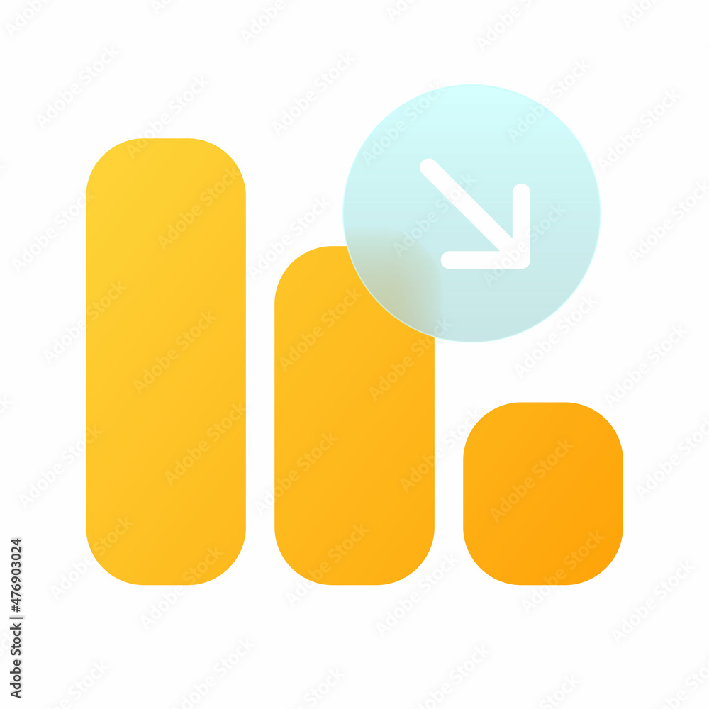 Aufkleber Vector modern trend icon in the style of glassmorphism with gradient, blur and transparency. chart drop symbol and icon