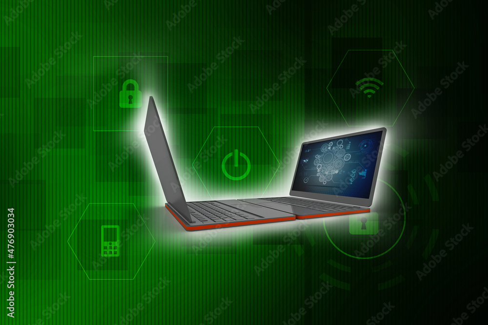 Poster 3d rendering technology computer network