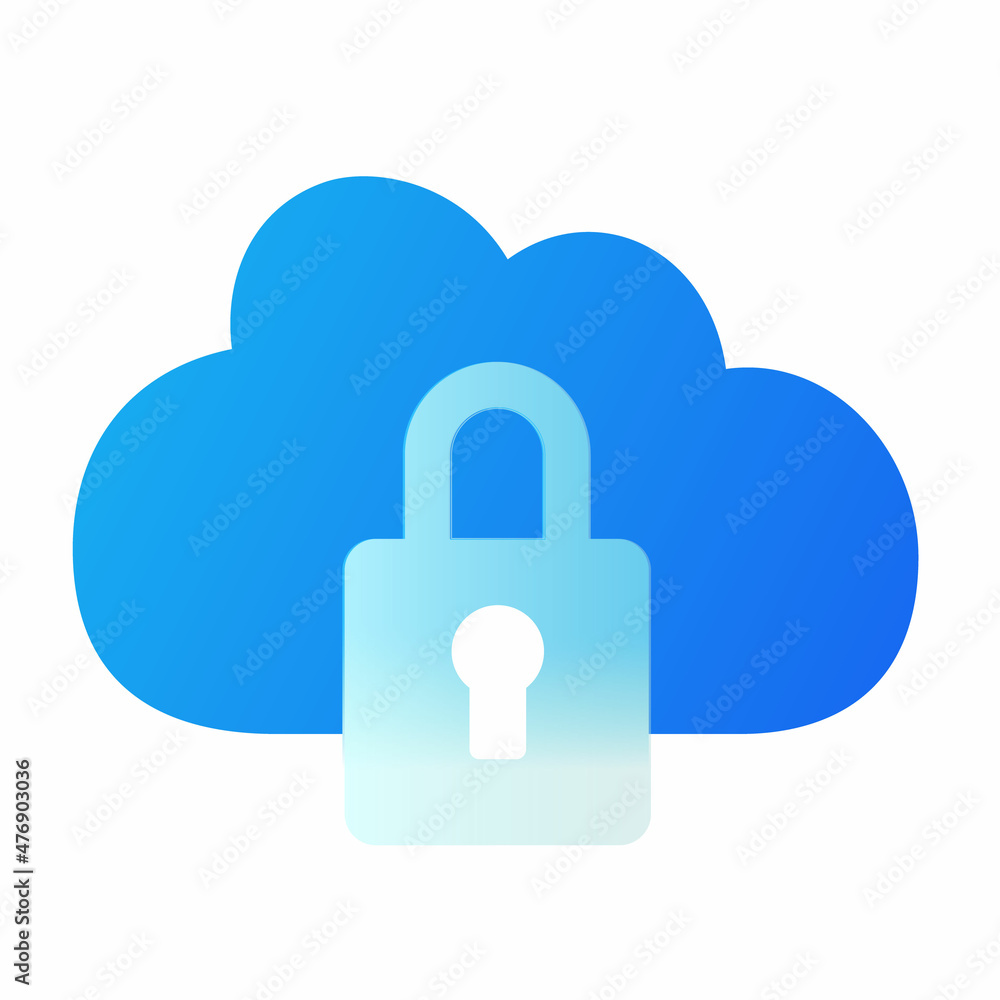 Aufkleber Vector modern trend icon in the style of glassmorphism with gradient, blur and transparency. cloud  lock symbol and icon