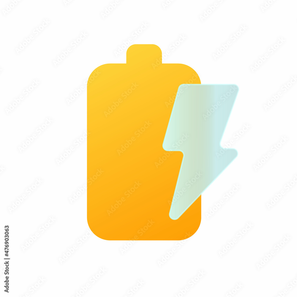 Aufkleber Vector modern trend icon in the style of glassmorphism with gradient, blur and transparency. Battery with lightning symbol and icon