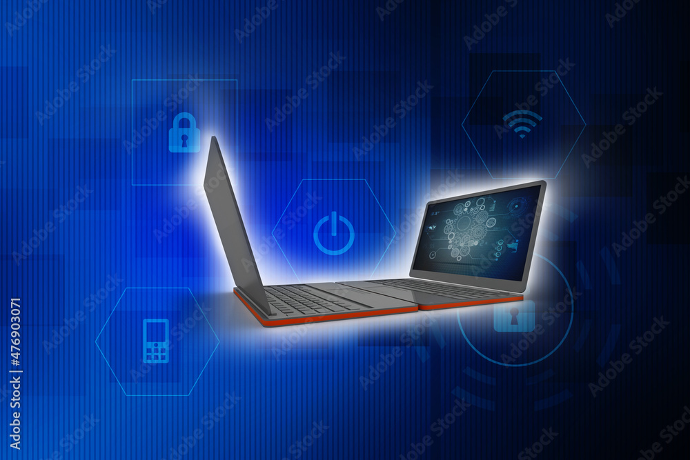 Poster 3d rendering technology computer network