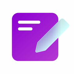 Vector modern trend icon in the style of glassmorphism with gradient, blur and transparency. edit document symbol and icon