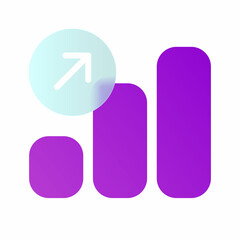 Vector modern trend icon in the style of glassmorphism with gradient, blur and transparency. chart growth symbol and icon