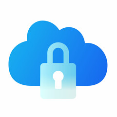 Vector modern trend icon in the style of glassmorphism with gradient, blur and transparency. cloud  lock symbol and icon