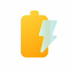 Vector modern trend icon in the style of glassmorphism with gradient, blur and transparency. Battery with lightning symbol and icon