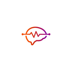 Brain Pulse Signal Logo Design Vector