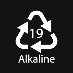 Battery recycling code Alkaline 19 . Vector illustration