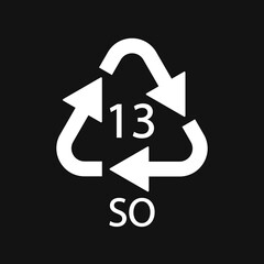 Battery recycling symbol 13 SO. Vector illustration