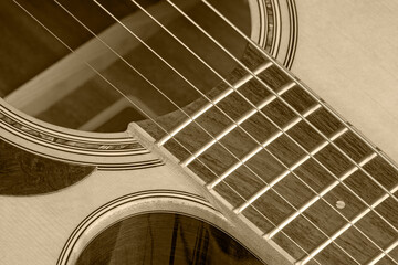 Obraz premium a new acoustic guitar close up 
