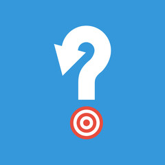 arrowed question mark and aim circle, did you know or brainstorm business concept