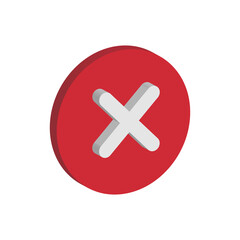 Fototapeta premium white cross mark in red round 3d isometric vector icon