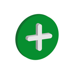 Fototapeta premium white plus sign in green round 3d isometric vector icon
