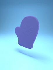 Purple mitten 3d rendering