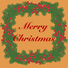 fir branch,christmas tree branch,evergreen tree,red berries,christmas wreath,christmas fir branches with red berries,garlands sparkling,flashing,glowing,green,red,yellow,blue,gray,beige background,blu