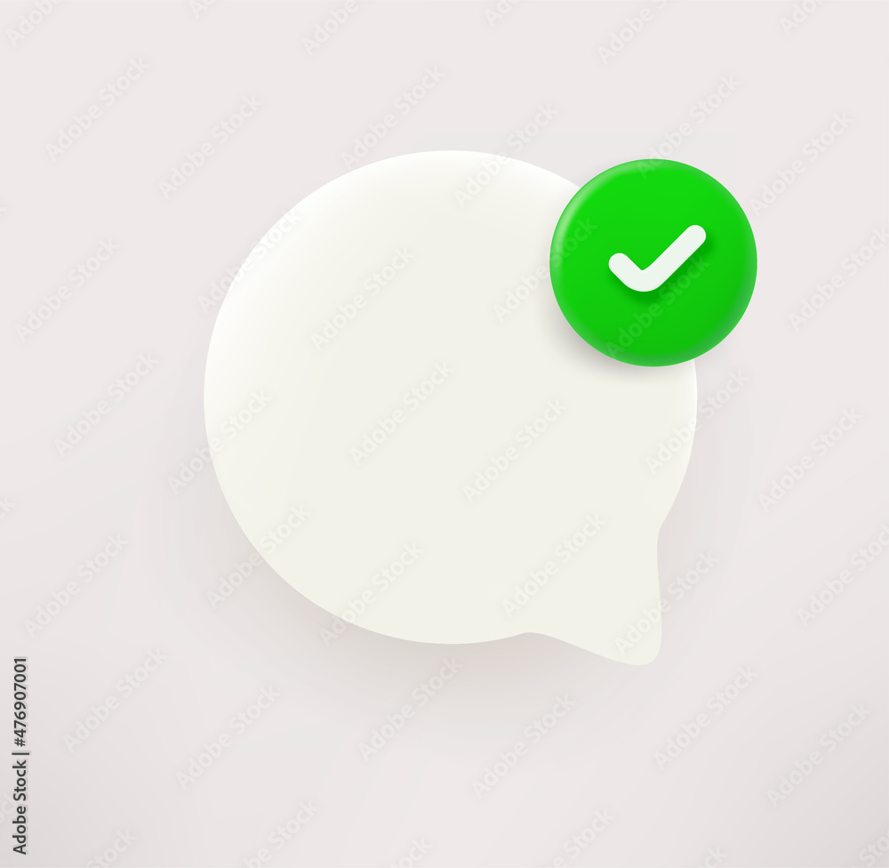Aufkleber Speech bubble with checkmark. 3d vector icon