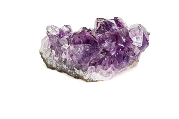Amethyst Crystal Druse  macro mineral on white background