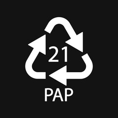 Paper recycling symbol PAP 21 other mixed paper. Vector illustration