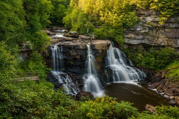 Fototapeta na wymiar Blackwater Falls, at Blackwater Falls State Park in Davis, West Virginia