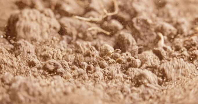 Soil stirring up while earthquake