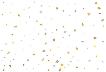 Christmas wrappers with gold and silver 3d confetti. Vector.