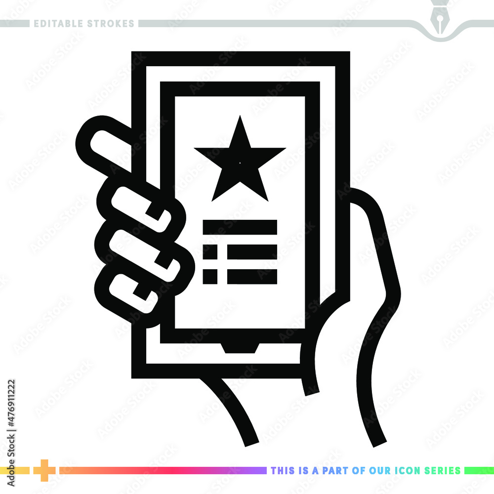 Poster line icon for favorite mobile app illustrations with editable strokes. this vector graphic has custo