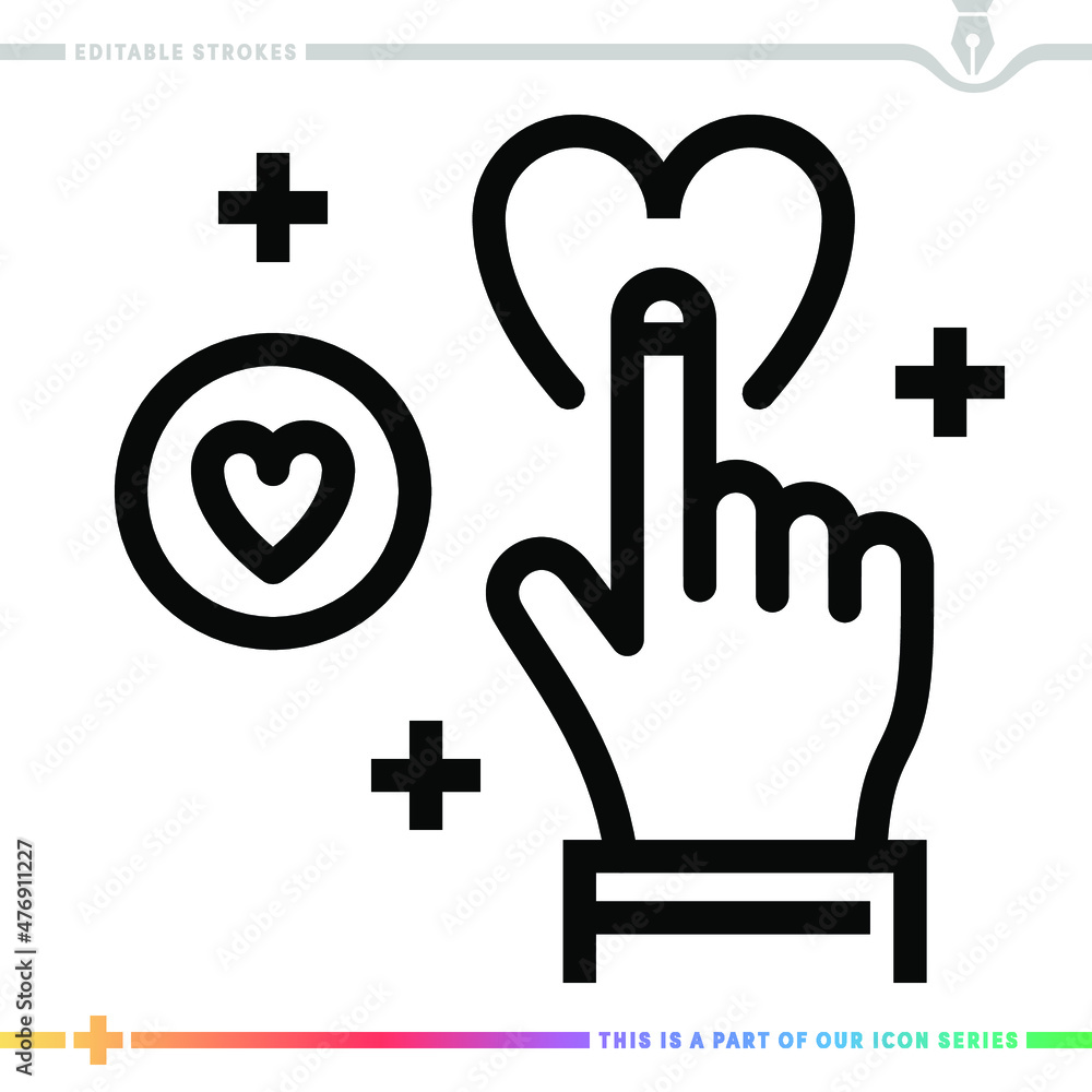 Poster Line icon for social responsibility illustrations with editable strokes. This vector graphic has customizable stroke width.