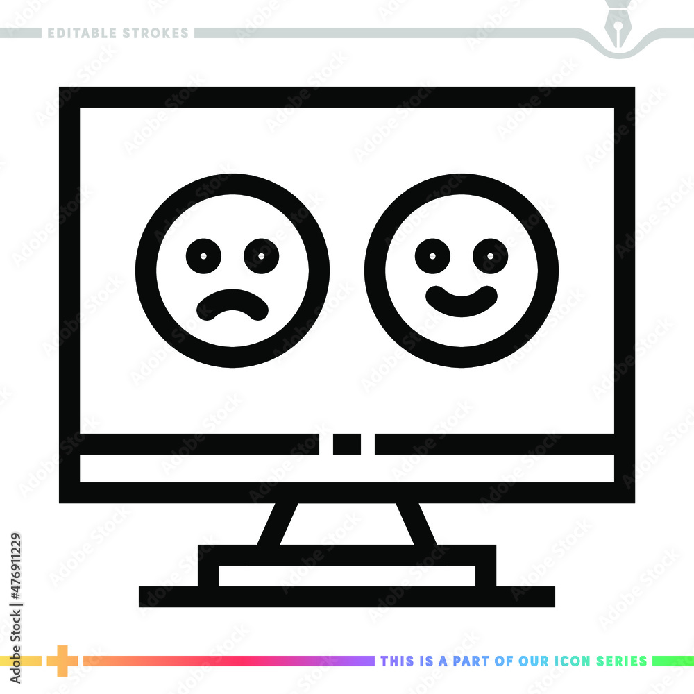 Poster line icon for online ratings illustrations with editable strokes. this vector graphic has customizab