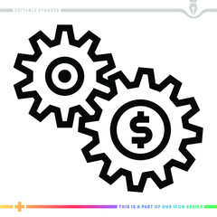 Line icon for maintenance fee illustrations with editable strokes. This vector graphic has customizable stroke width.