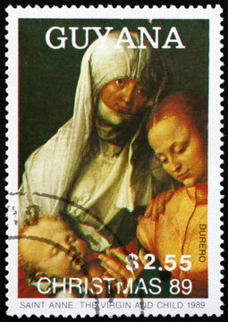 Postage stamp Guyana 1989 Saint Anne, the Virgin and Child