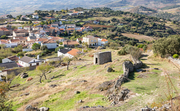 a view from the castle over the village of Numao, Vila Nova de Foz Coa, Guarda, Portugal