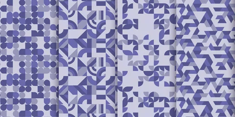 Handdoek met foto Pantone 2022 very peri Set of vector seamless pattern with Color of the year 2022 - Very Peri. Geometric patterns collection.  © Iryna Usachova
