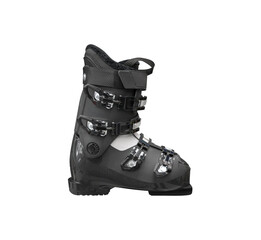 Side view of black ski boot isolated on white background