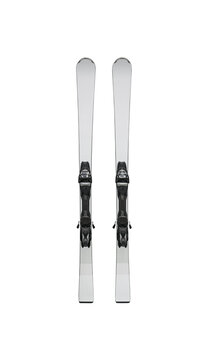 Pair of mountain skis with bindings isolated on white background